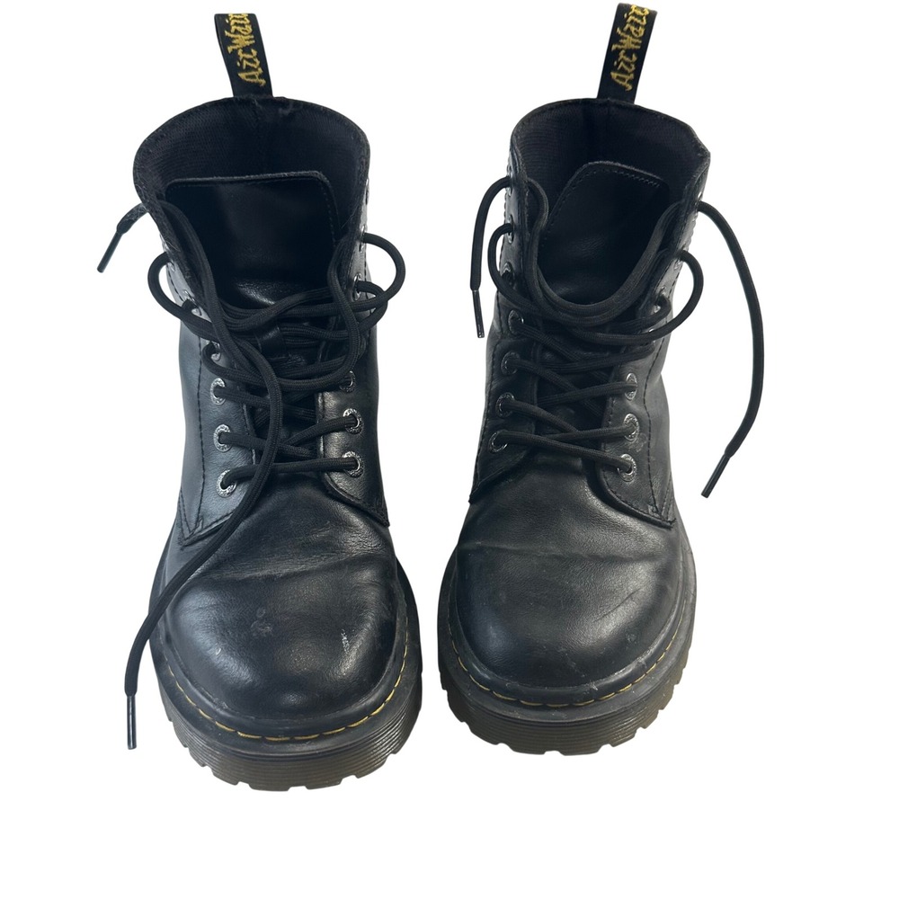 Dr. Martens Luana Black Leather Combat Boots Womens 8 AW004 SK06 T